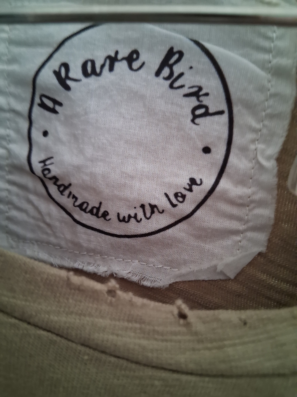 A Rare Bird Women's Cream Short Sleeve Tee - Handmade Detail